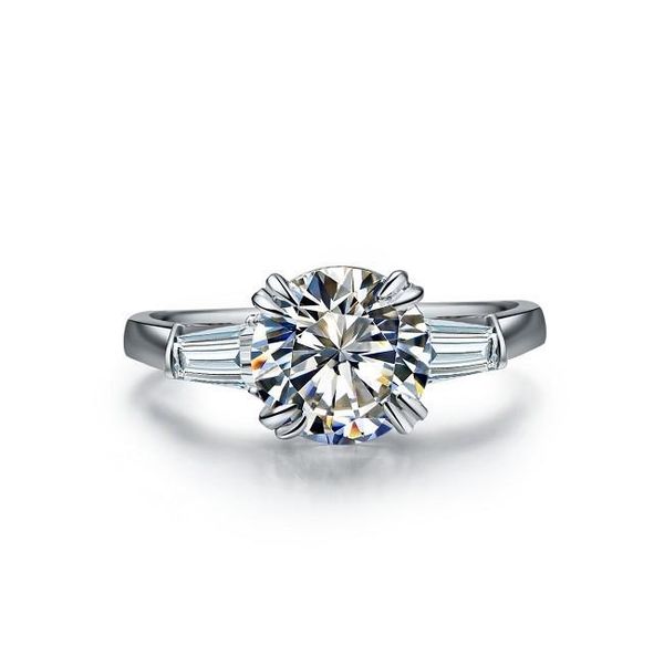 

cluster rings 2 ct white gold 750 brilliant remarkable test positive moissanite women anniversary ring promise fine jewerly, Golden;silver