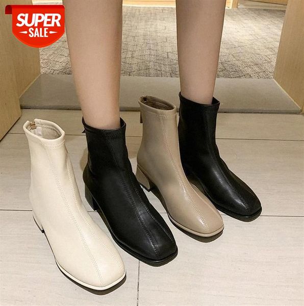 

children's boots square toe thick heel martin short comfortable british style high-heeled single #c380