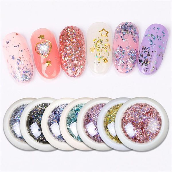 

box nail powder rose gold/blue/green/light purple sequins holographic decoration diy art glitter #ft/m1, Silver;gold