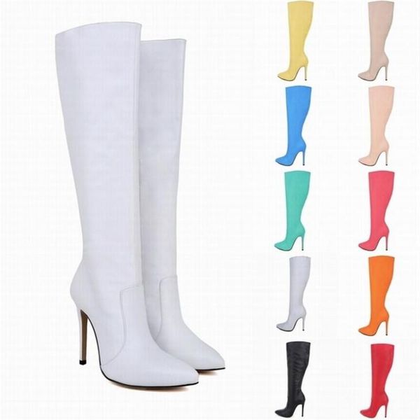 

boots female motorcycle winter women 50cm knee-high basic round toe high 10cm thin heels solid, Black