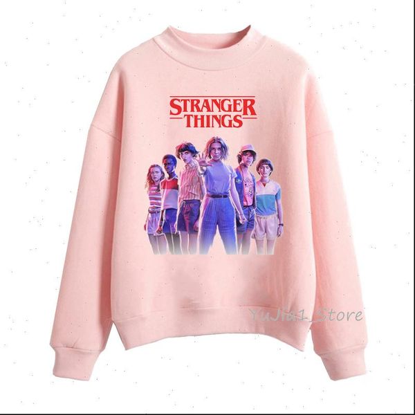 

sudadera mujer stranger things 3 womens hoodie autumn winter clothes velvet hoody pink harajuku kawaii pullover, Black