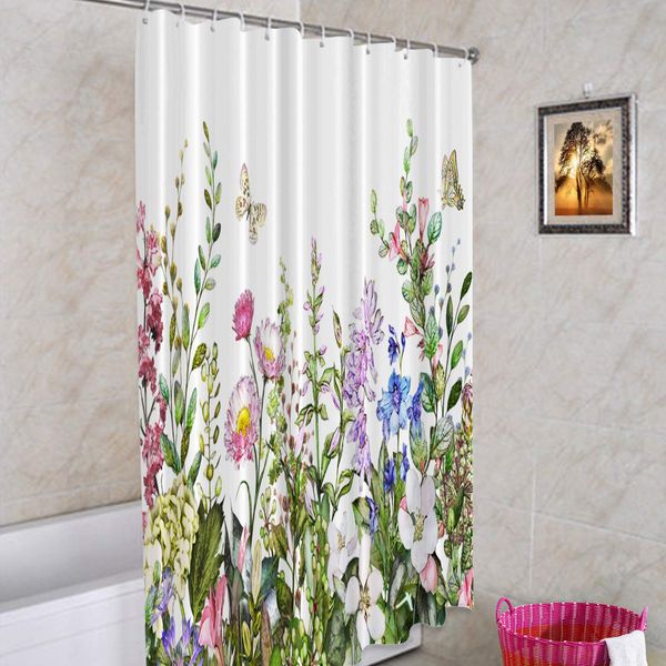 

leaves botanical white decorative shower curtain, romantic victorian with flower border shower curtain cute long wide shower