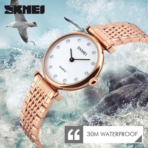 

wristwatches 2021 skmei women ladies watches montre femme fashion female clock dress quartz-watch lady wristwatch, Slivery;brown