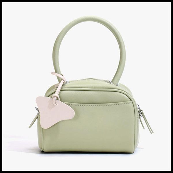 

duffel bags coated cowhide leather women solid color handbag fashion simple zipper pillow bag mini armpit for ladies