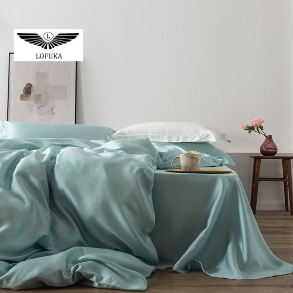 

lofuka women nature 100% silk bedding set grade duvet cover  king flat sheet or fitted pillowcase for sleep sets