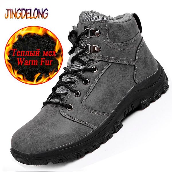 

boots winter men's shoes plush warm men snow outdoor fashion sneakers lace-up hiking classic zapatos de hombre, Black