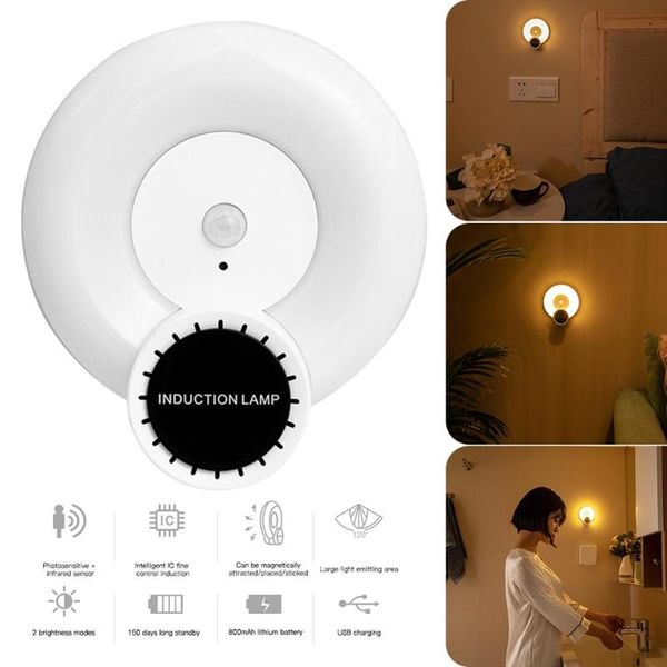 

human induction lamp magnetic absorption control switch usb cabinet led table bedside night light