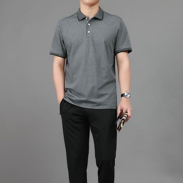 

men's tracksuits middle-aged and elderly sports suit casual clothing summer ice silk fashion dad clothes two-piece thin e, Gray