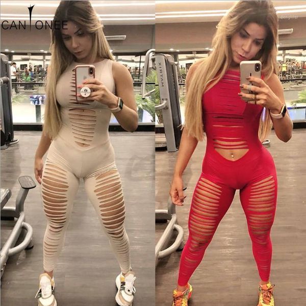 Jumpsuits femininos Macacão Cantonee Skinny Sexy Mangleess Macacão Para As Mulheres Escavar Bodysuits 2021 Verão Senhoras Vermelho Casual Macacões J