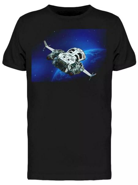 

starry space and a spaceship tee men's -image by shutterstock, White;black