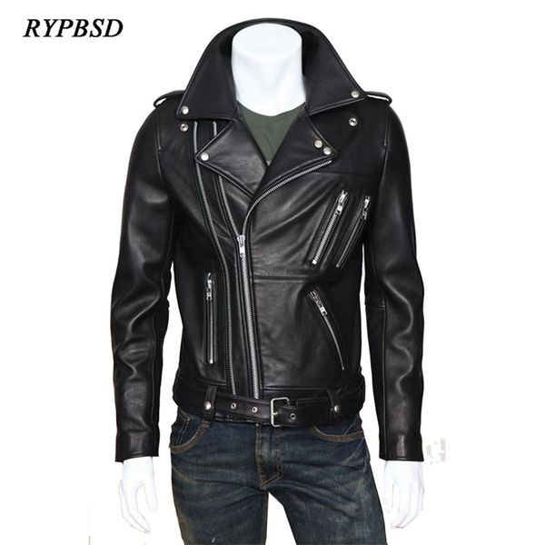 Motosiklet Deri Ceket Erkekler Marka Kore Moda Slim Fit Fakfikerler Siyah Erkek Moto Biker Deri Ceket PU Ceket Artı Boyutu 5XL 211111