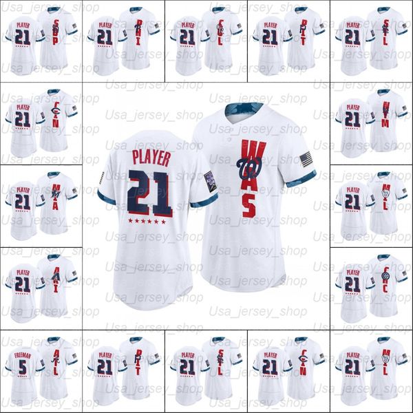 

custom 2021 all star game white flexbase baseball authentic jerseys double stitched embroidery men women youth, Blue;black