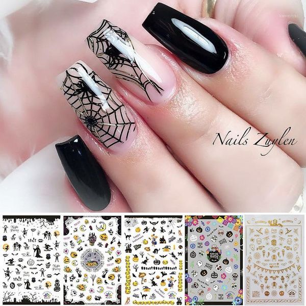 

sheet nail sticker halloween rose flower leaves mixed patterns transfer decals stickers diy art decorations1, Black