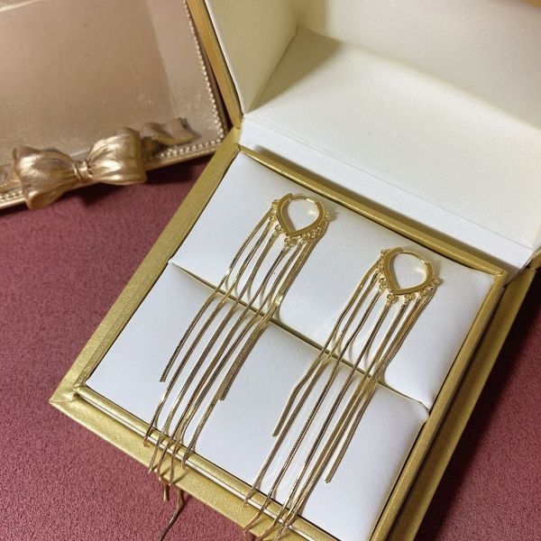

earrings trendy long tassel line love femininity simple super fairy first practice, Golden