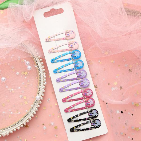

hair accessories 10pcs/set 5cm girls cute bb clips for gilrs waterdrop shape hairpins sweet paint printing fashion, Slivery;white