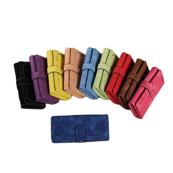 

wallets female wallet solid color long change purse handbag for women, Red;black