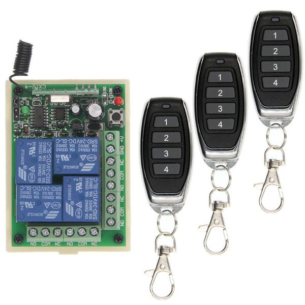 

smart home control multiple dc 12v 24v 10a 315/433 mhz 4ch 4 ch wireless relay rf remote switch receiver+1 2 3 transmitter