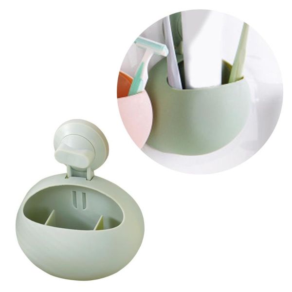 

suction wall-mounted toothbrush holder punch-gargle cup organizer stand rack for home bathroom (green) bath accessory set