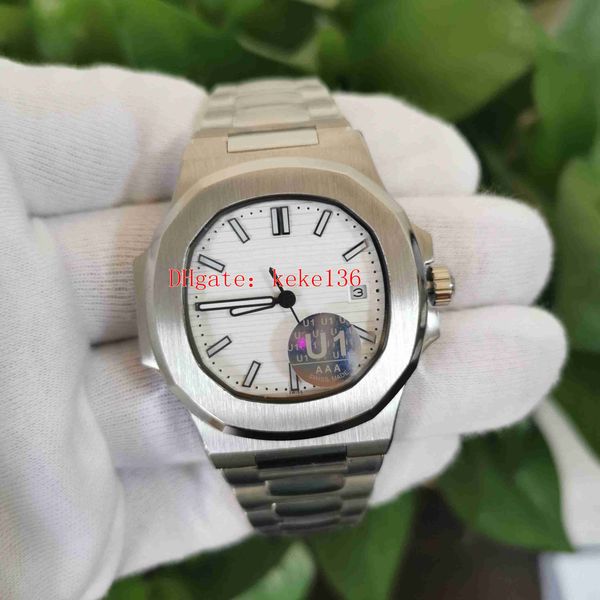 

excellent u1 factory watches men wristwatches 40.5mm 5711/1a 010 001 5711 stainless steel white dial transparent mechanical automatic mens w, Slivery;brown