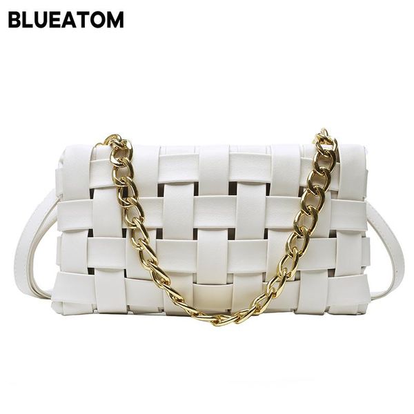 

evening bags weave design pu leather crossbody for women 2021 luxury shoulder handbags chain cross body bag baguette