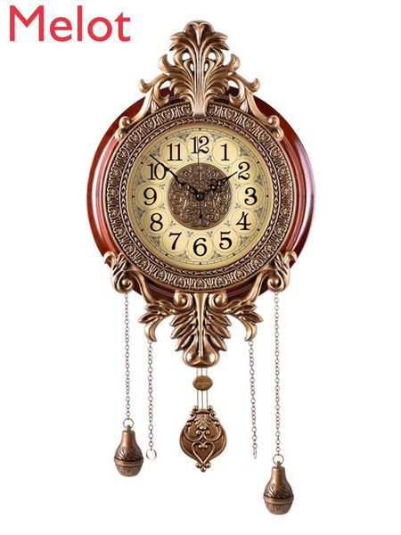 

wall clocks creative solid wood noiseless hanging clock european and american style large personalized fashion simple living room