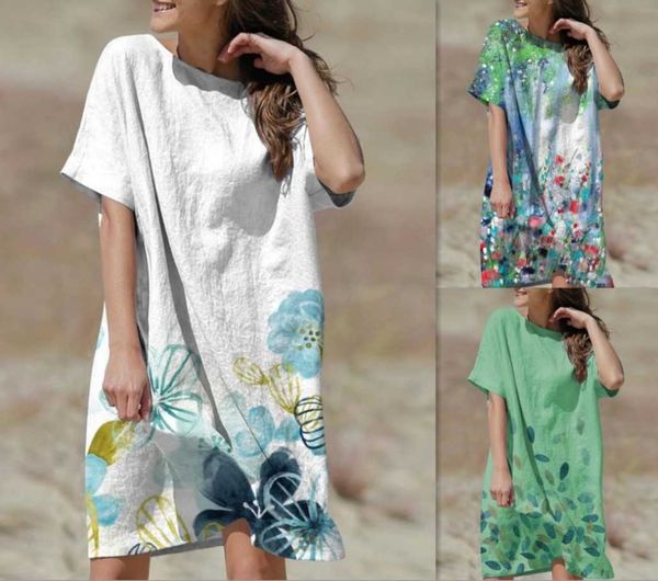 

2021 women's spring summer round neck short sleeve printed drs, Black;gray