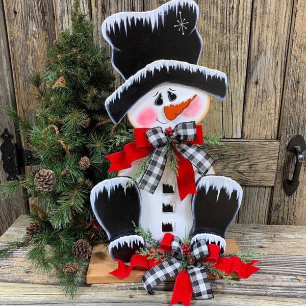 

christmas decorations merry mini wood snowman design handicrafts table shop showcase setting durable xmas party porps gift kid favors toy