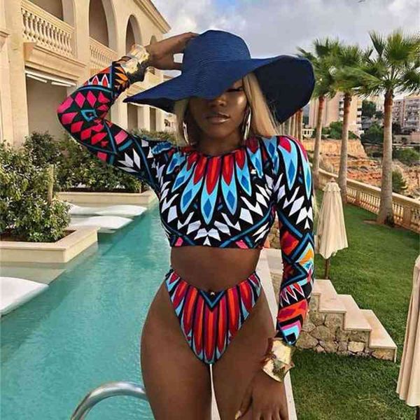 

long sleeve split 2021 sunscreen bikini high waist swimsuit, Black;white