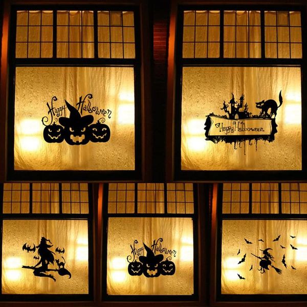 

wall stickers home decor halloween one-sided sticker cat pumpkin witch window decoration accessories decorations
