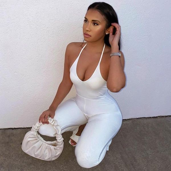 

women's leggings lace-up one-piece trousers 2021 spring and summer style sleeveless backless split-leg pants clothing, Black
