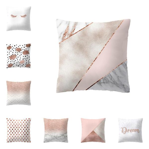 

cushion/decorative pillow 45x45cm rose gold cushion case geometry polyester cover pink decorative pillowcase home office sofa car decor