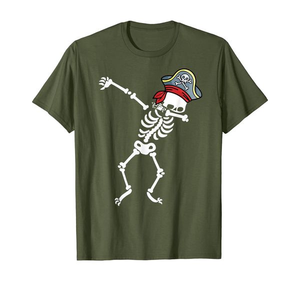 

dabbing skeleton with pirate's hat t-shirt, White;black