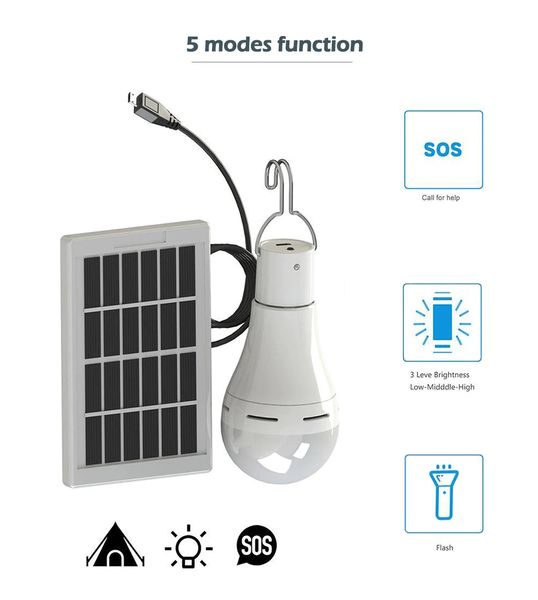 

bls 70 25d portable bulb-shape solar power light for camping - white l