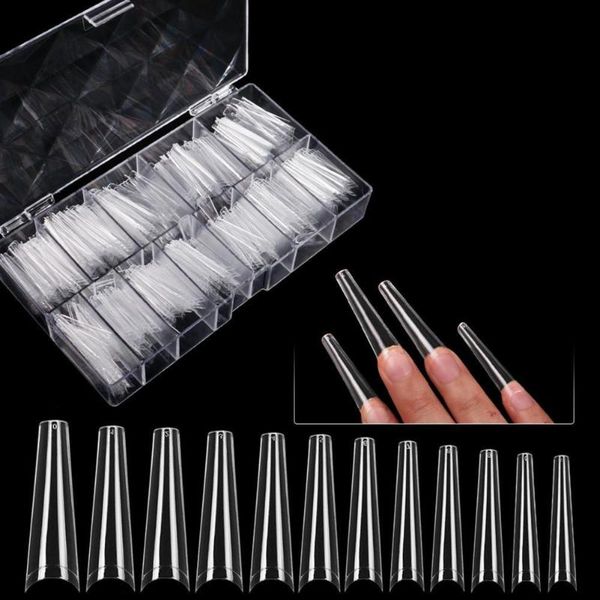 

false nails 480pcs/box artificial french flat head nail tips no crease diy transparent clear coffin natural manicure for female, Red;gold