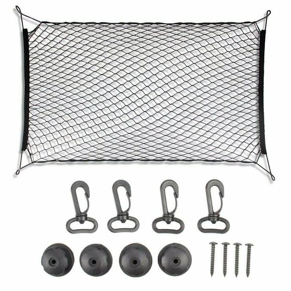 

car organizer 110 * 60cm universal trunk net luggage storage cargo nylon stretchable elastic mesh with 4 plastic hooks