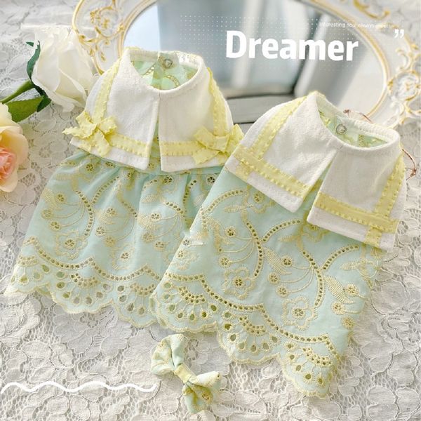

handmade dog apparel adorable pet clothes fresh light green hollow out cotton shirt couple tee cat dress poodle maltese outfit