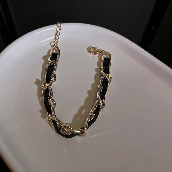 

link, chain lovelink style multilayer leather adjustable black bracelets simple rope stainless steel gold bracelet jewelry gift