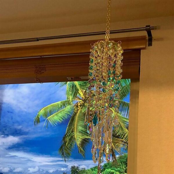

colorful crystal wind chimes perfect addition to your garden patio lawn gift for family friends hanging decorative objects & figurines