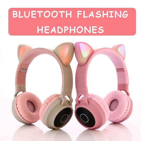 

hubs arrival led cat ear headphones noise cancelling bluetooth 5.0 young people kids headset support tf card 3.5mm plug with mic