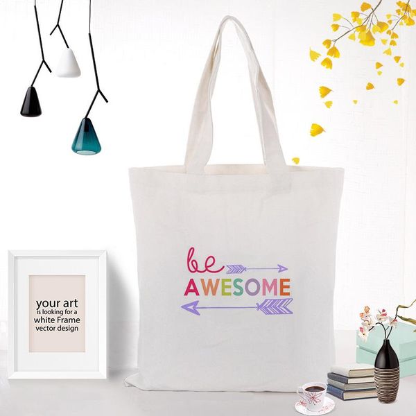 

shopping bags canvas tote bag color text pattern daily use handbag custom print diy eco ecologicas reusable recycle