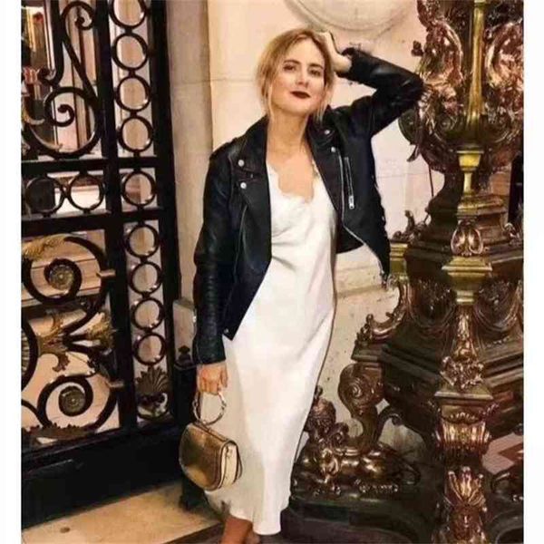 

2021 new early autumn m sheep leather jacket women's short motorcycle, Black
