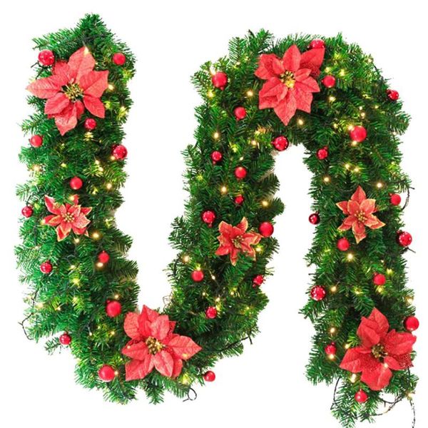 

decorative flowers & wreaths 2.7m christmas wreath artificial illuminate led rattan year door decoration advent