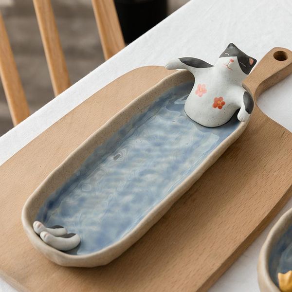 

dishes & plates creative hand-made lovely dish personalized cute ceramic seasoning plate dessert cat ashtray