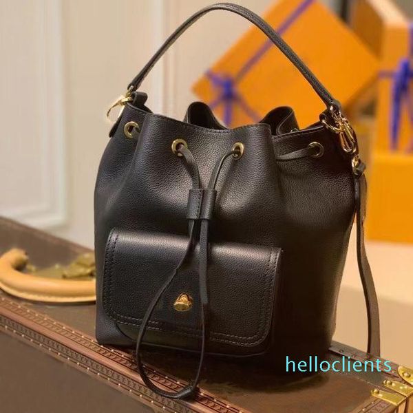 

bucket bag black 2021 new cowhide drawstring adjustable smart shoulder strap luxury designer large capacity