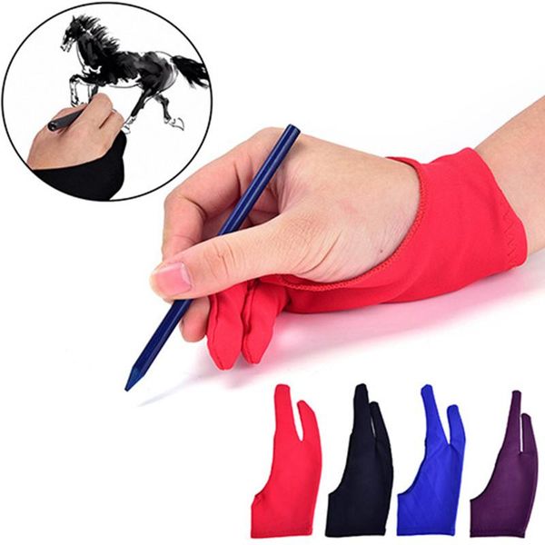 

finger anti-fouling drawing glove for any graphics tablet black suit both right and left hand painting supplies refills, Black;red