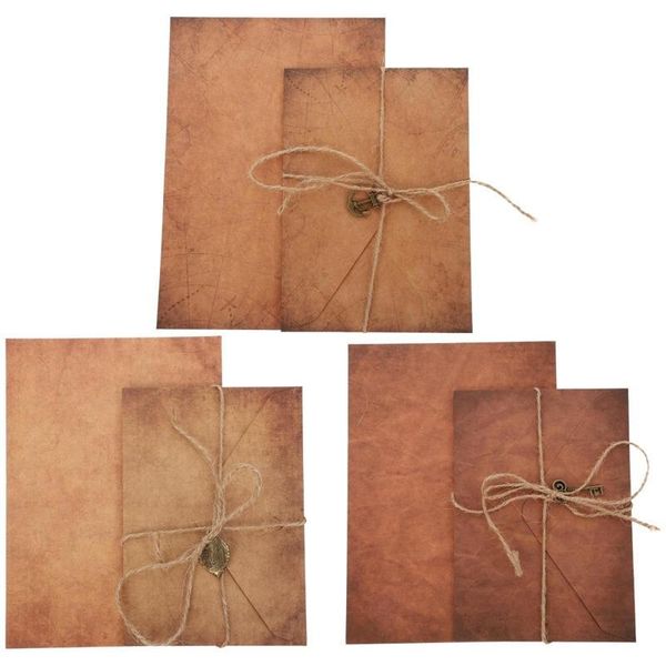 

gift wrap 3 sets kraft paper stationery vintage envelopes writing with rope