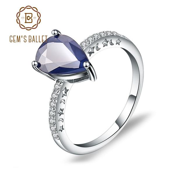 

cluster rings gem's ballet 2.52ct natural sapphire gemstone vintage 925 sterling silver fine jewelry for women drop, Golden;silver