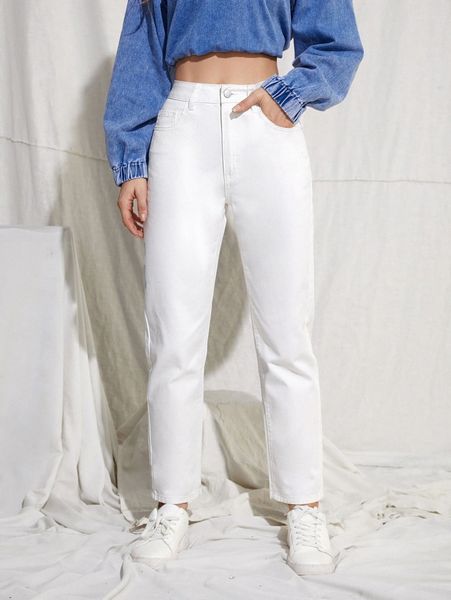 

high waisted light wash mom fit jeans s1rb#, Blue
