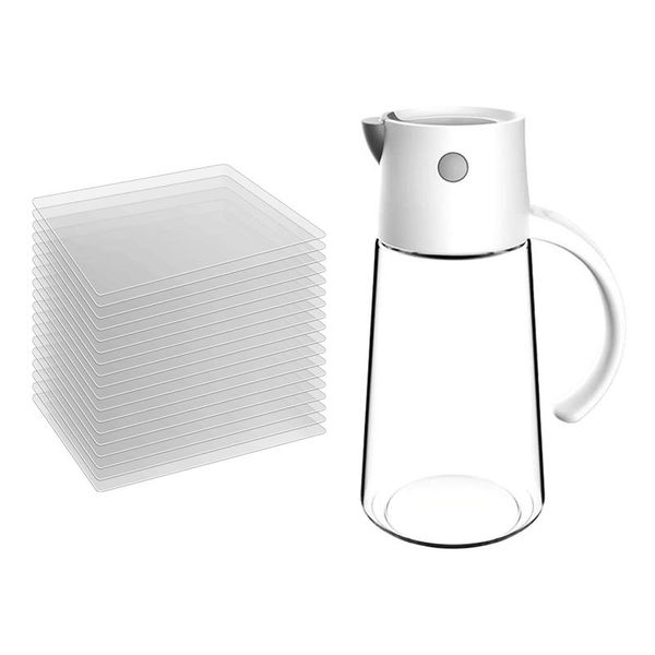 

mats & pads 18 pcs clear plastic table placemats 1 olive oil dispenser bottle, glass vinegar dispensing cruets