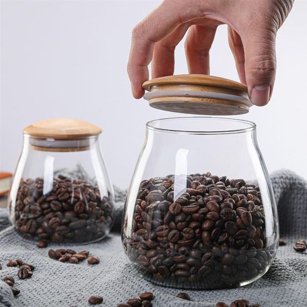 

storage bottles & jars transparent glass can sealed tank grains jar creative with wooden lidtea containers kitchen